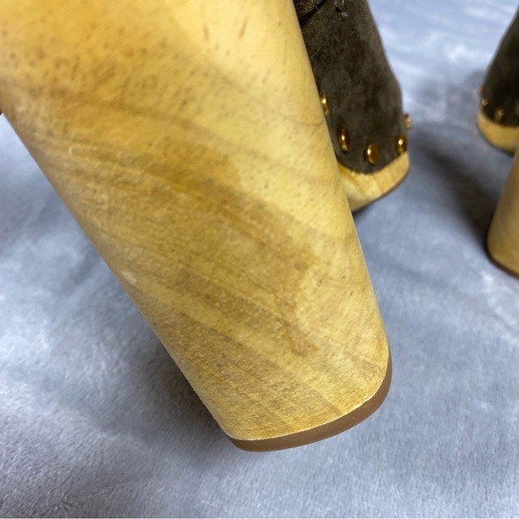 Veronica Beard Dacey Suede Mule Heel Green Size 6.5M - Picture 8 of 12